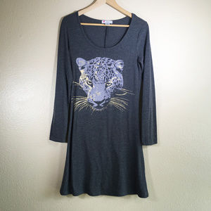 Luscious Gray Leopard Knit Dress